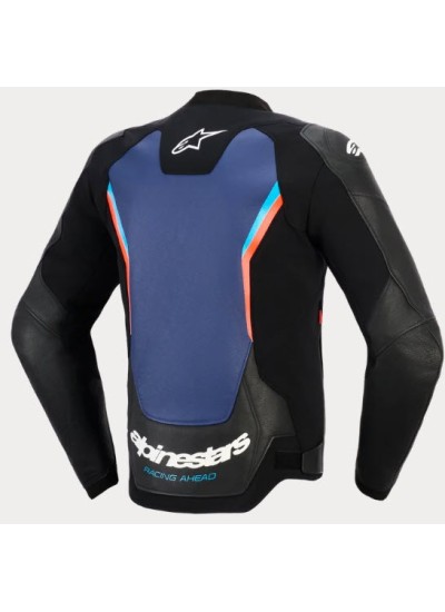 CHAQUETA ALPINESTARS GP FORCE V2 LEATHER NEGRO AZUL ROJO FLUOR-1